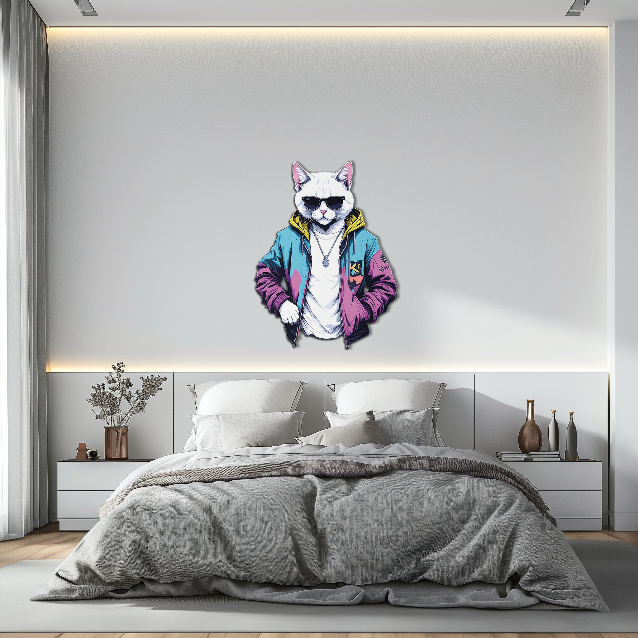 Street Style Cat Metal Wall Art – Cool Urban Decor-KAFUVM028