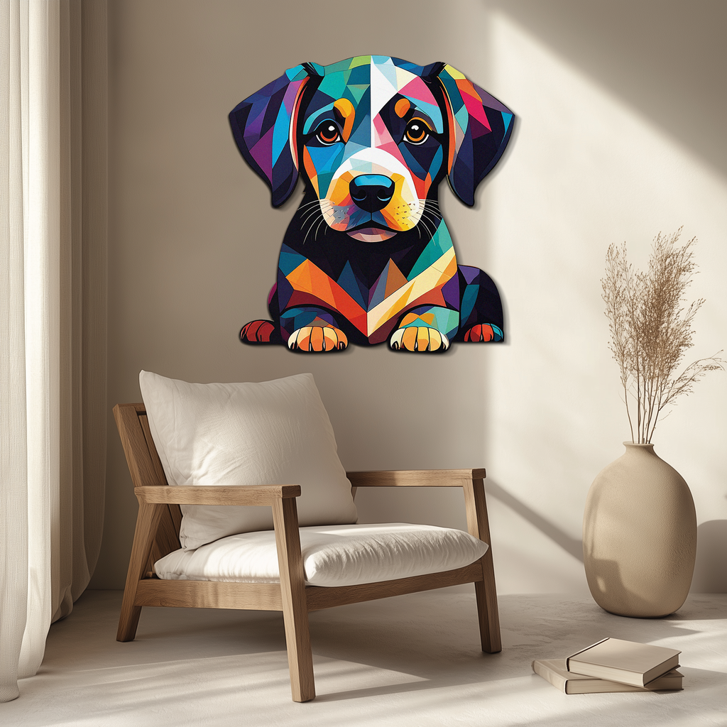 Colorful Geometric Puppy Metal Wall Art Decor-KAFUVM032