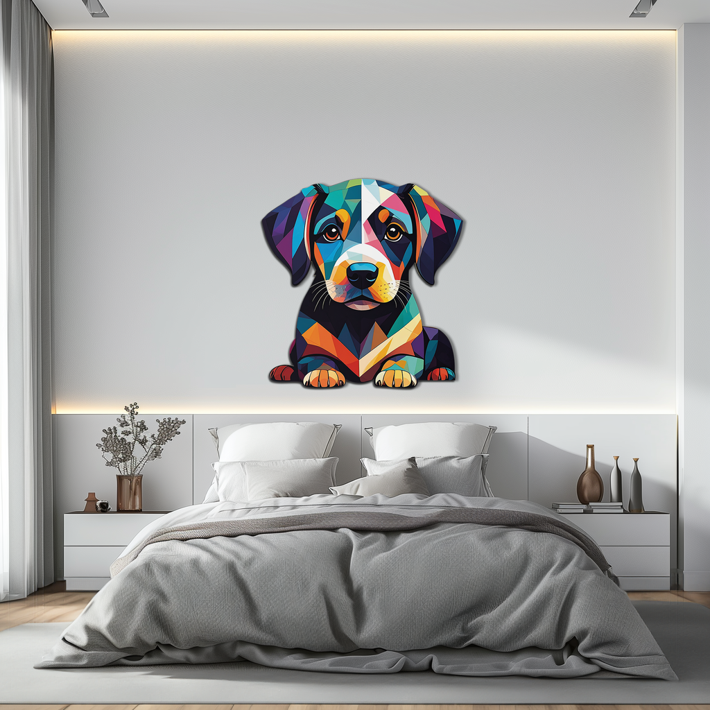 Colorful Geometric Puppy Metal Wall Art Decor-KAFUVM032