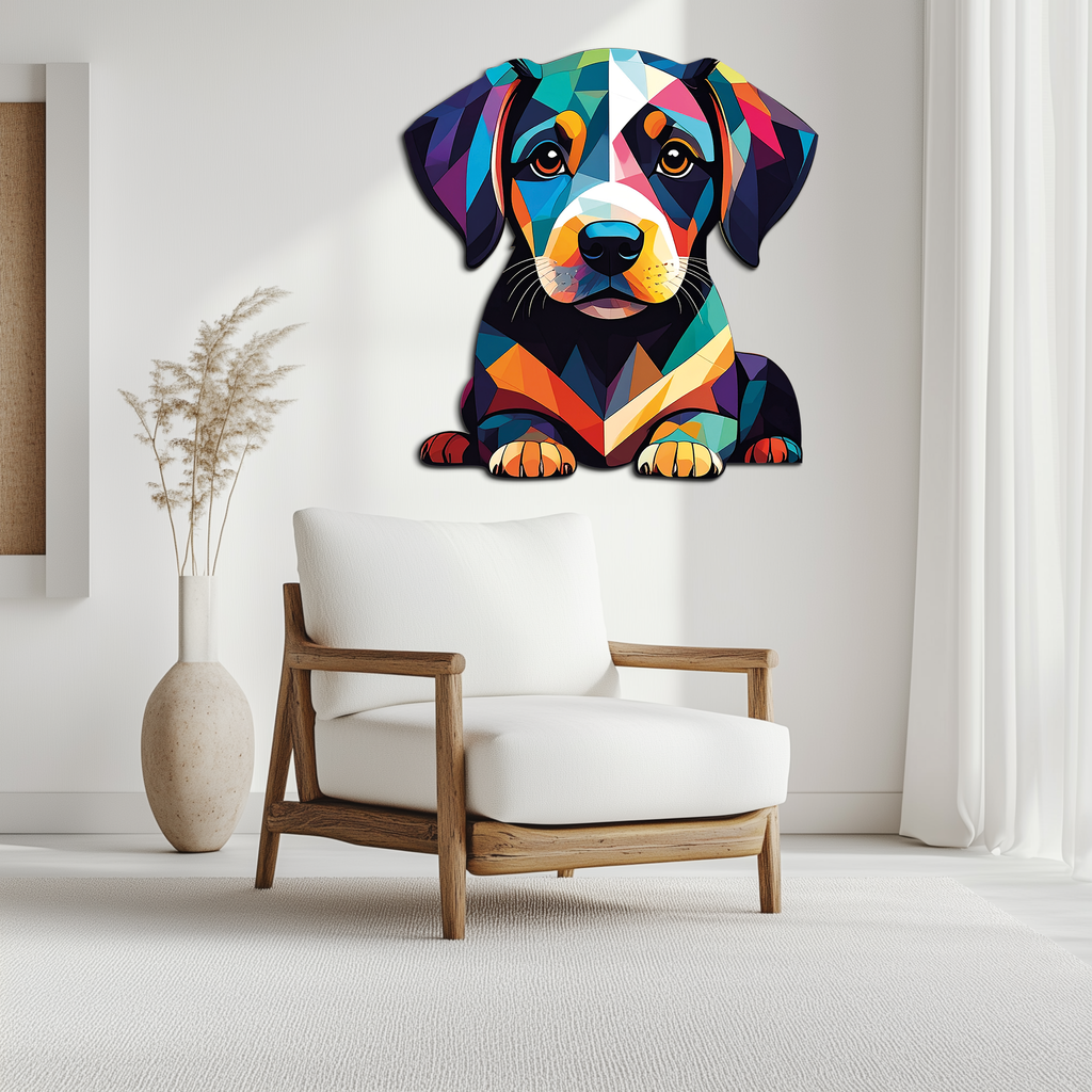 Colorful Geometric Puppy Metal Wall Art Decor-KAFUVM032