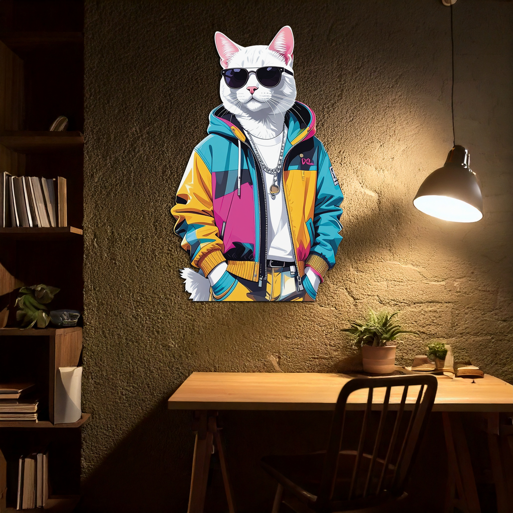 Cool Cat Metal Wall Art – Urban Street Style Decor-KAFUVM033