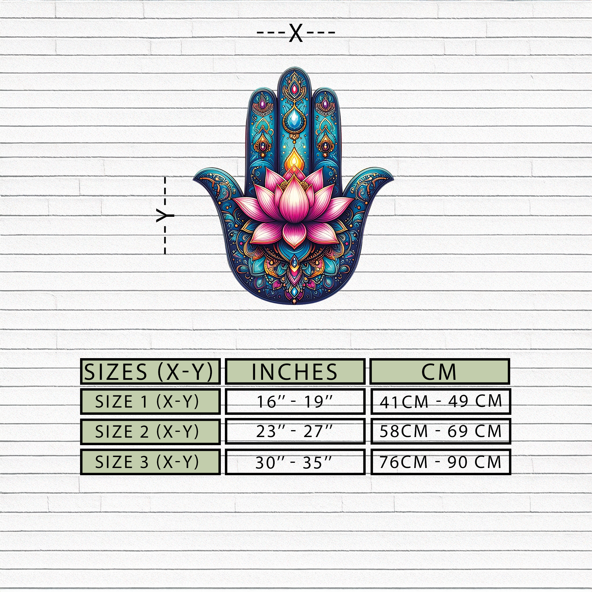 Lotus Hamsa Hand Metal Wall Art – Mystic Boho Decor-KAFUVM035