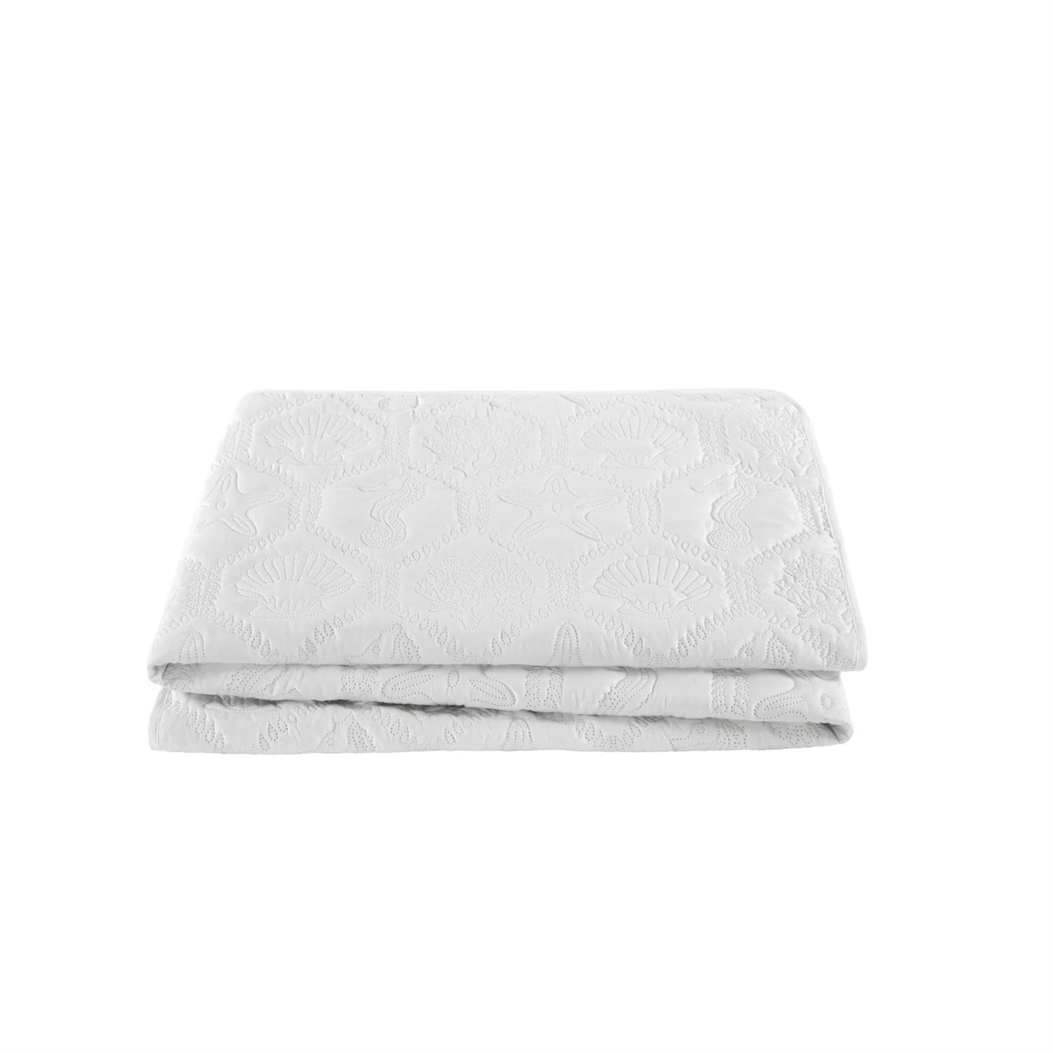 King size Coastal Beach Seashells Starfish Sea Horse White 3-Piece Quilt Set