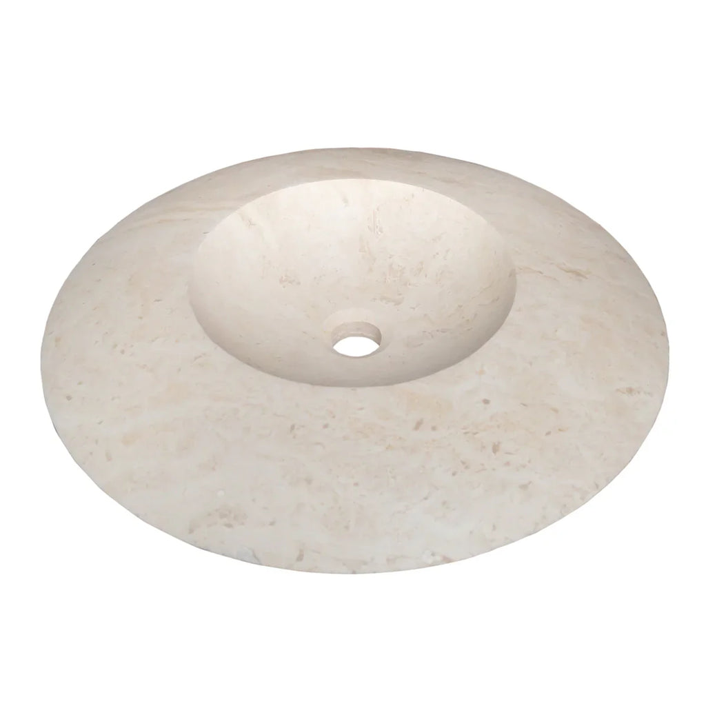 Light Travertine Natural Stone UFO Shape Above Vanity Bathroom Sink Honed
