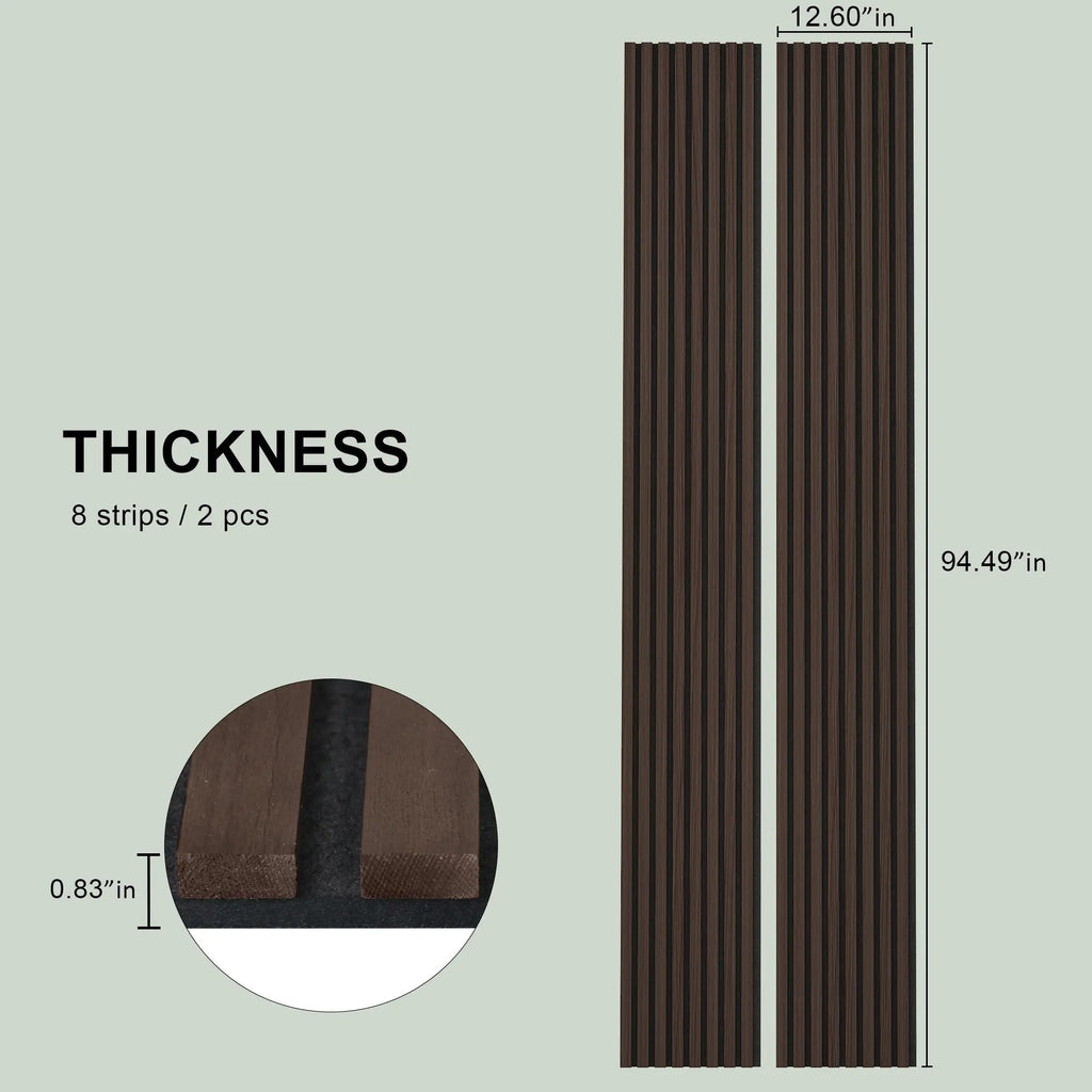 Luxury Smoked Walnut Acoustic Solid Wood Slat Wall Panels ( 2 Panels Per Box）