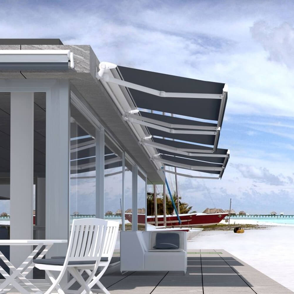 Multiple Awnings Brasilia Europa Premium Outdoor Electric Retractable Sun Shade Awning With White Frame (SAK63824)