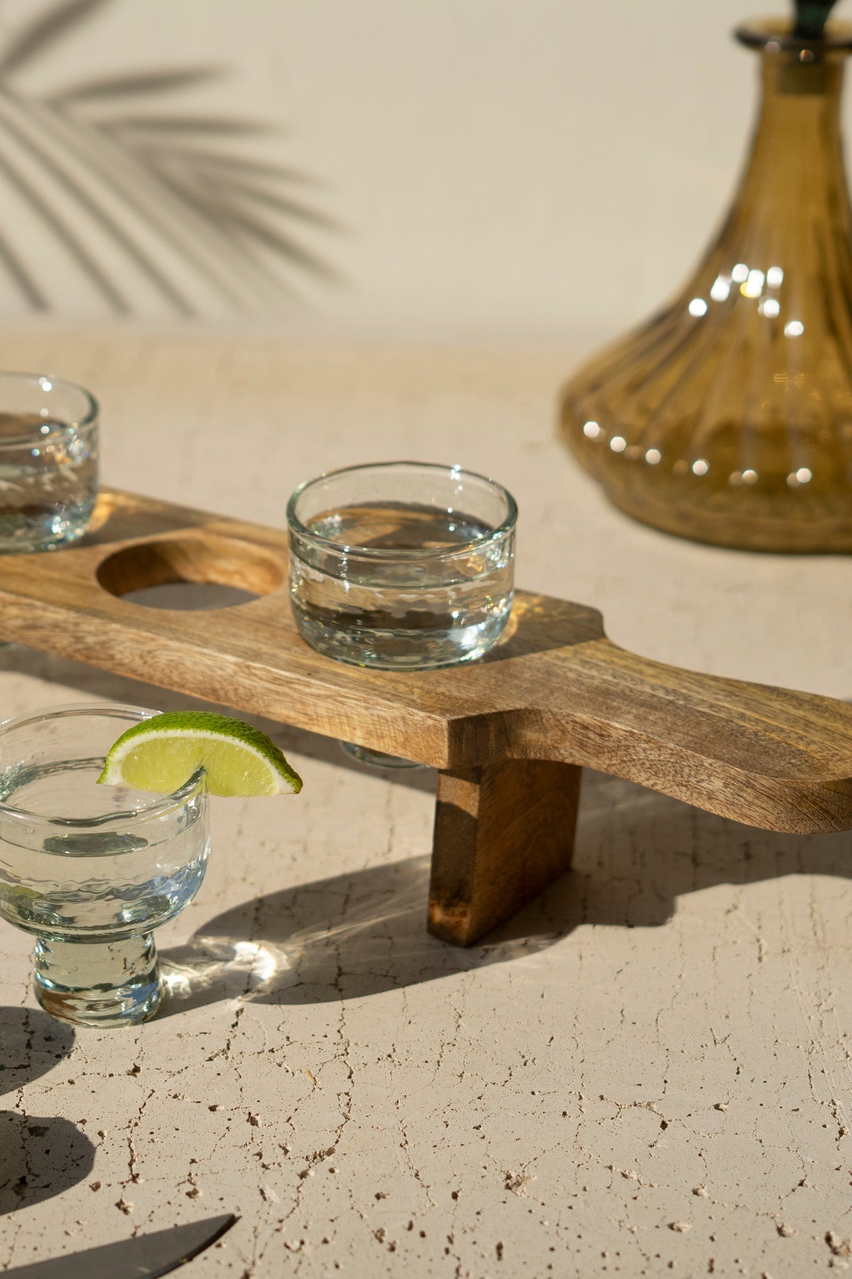 Agave Flight Tasting , Set of 4 Glasses + Wooden Tray