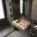 Bathroom Travertine Stone Sink, Wall Mount Washbasin