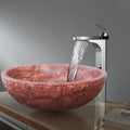 Red Travertine Natural Stone Round Above Vanity Bathroom Sink Honed/Matte (D)16" (H)6"