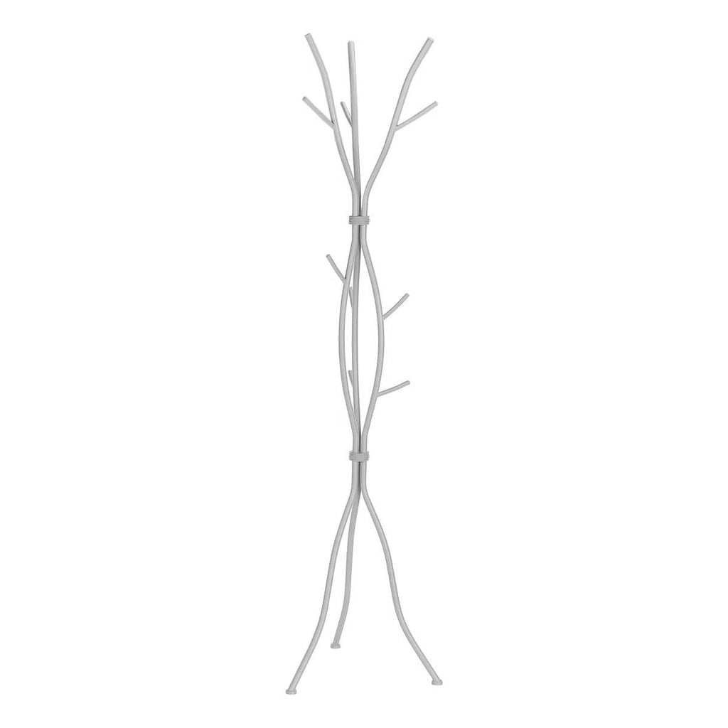 74-inch Freestanding Silver Metal Coat Rack Entryway Hall Tree Umbrella Stand