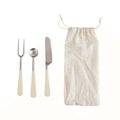 Stainless Steel and Resin Appetizer Utensils, Set of 3 in Drawstring Bag