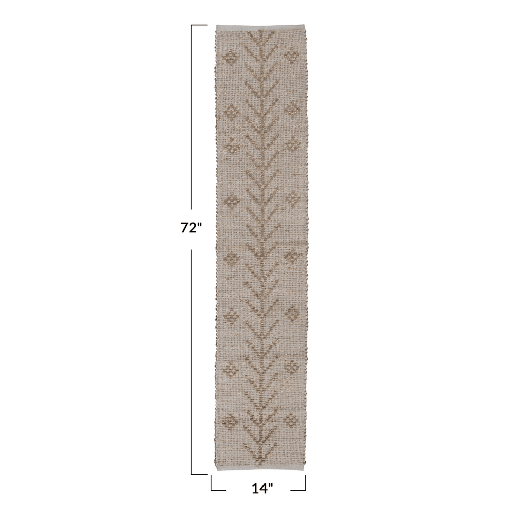 Two-Sided Hand-Woven Seagrass & Cotton Table Runner w/ Design