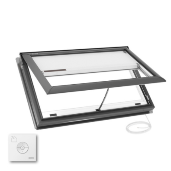 VELUX Electric Venting Deck Mount Skylight - White Solar Powered Shade