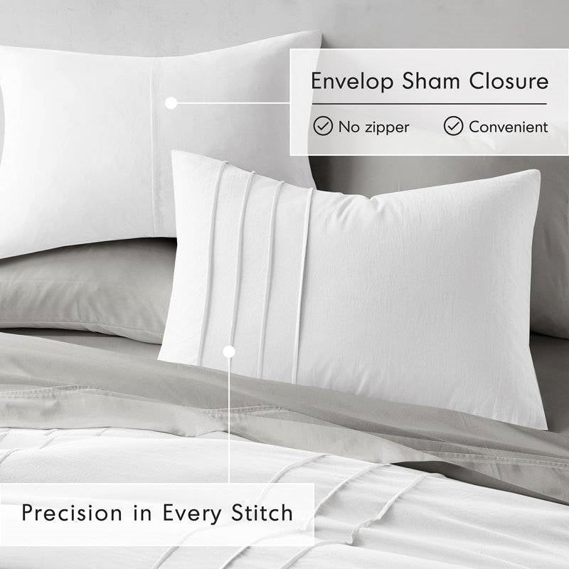 Twin/Twin XL Microfiber Pleated Soft Washed Comforter Set White