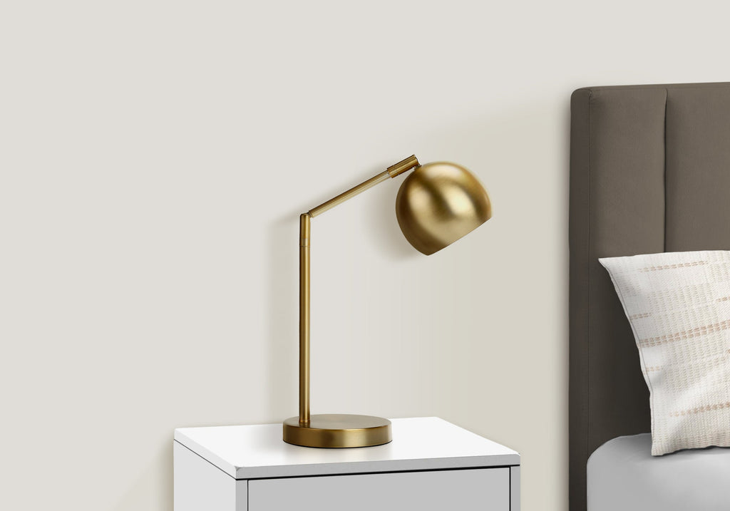 Lighting, 19'h, Table Lamp, Gold Metal, Gold Shade, Contemporary