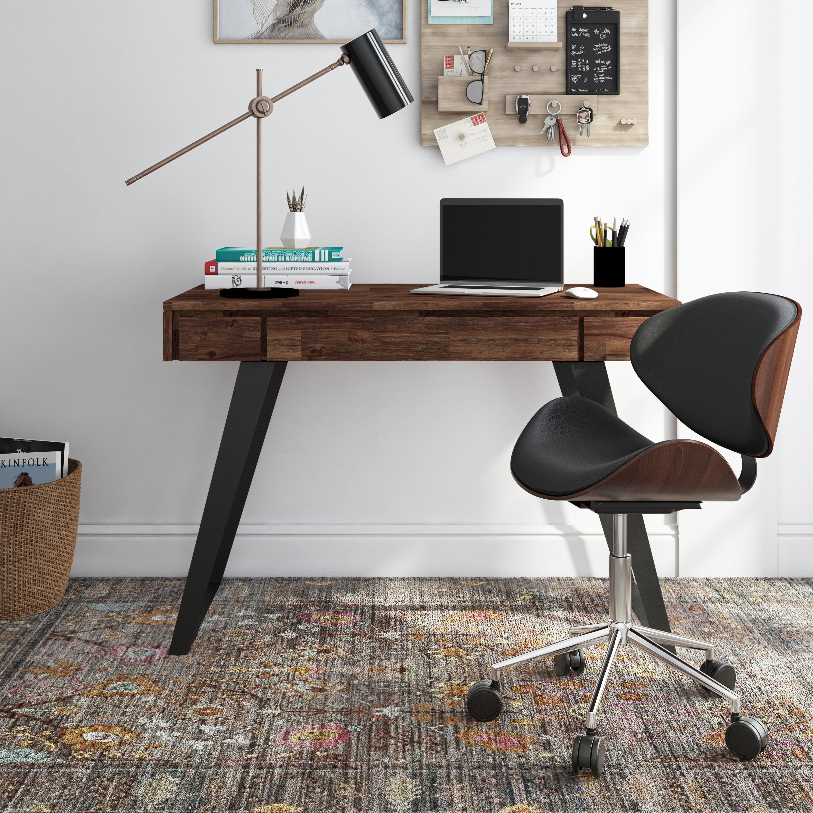 Lowry - Small Desk - Distressed Charcoal Brown