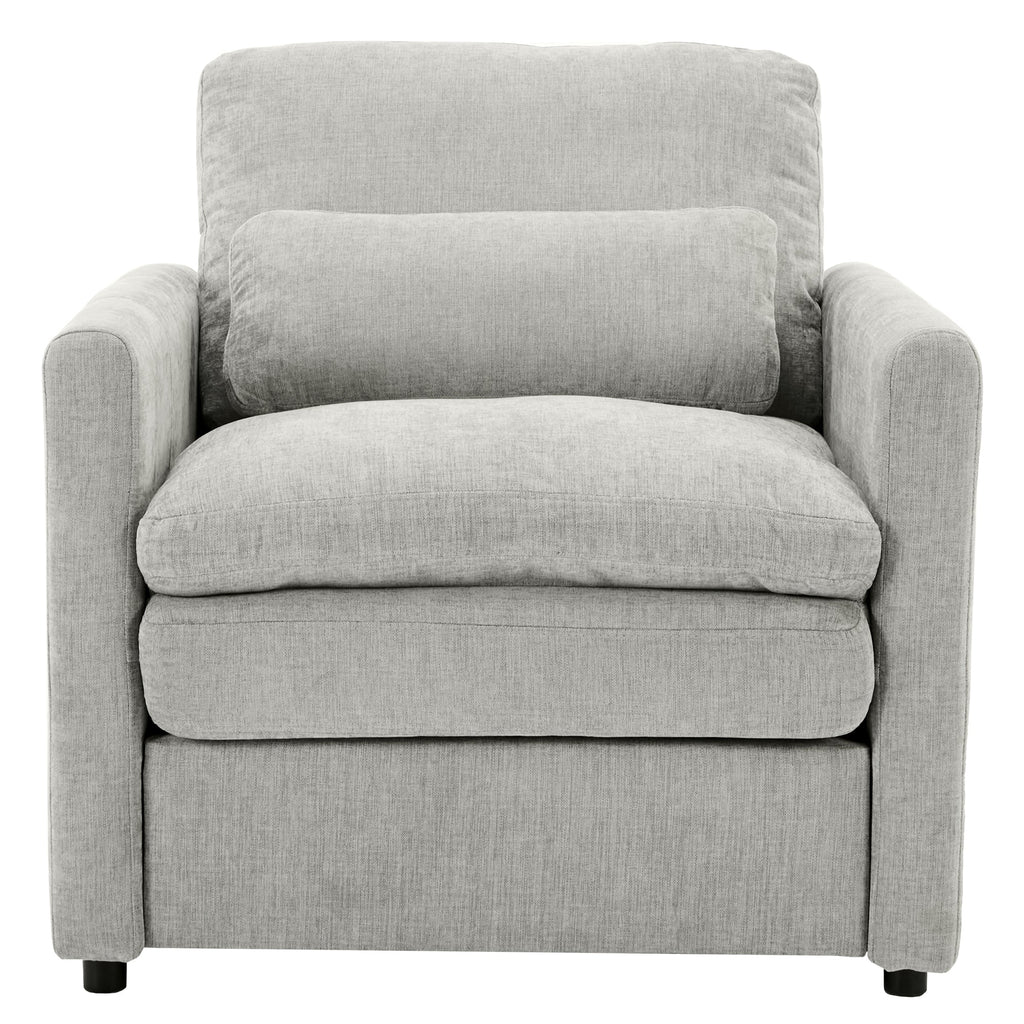 31.9' Cozy Upholstered Armchair Oversized Comfy Cloud Sofa Double Cushion Single Sofa Plush Cushion Armchair for Living Room, Light Grey