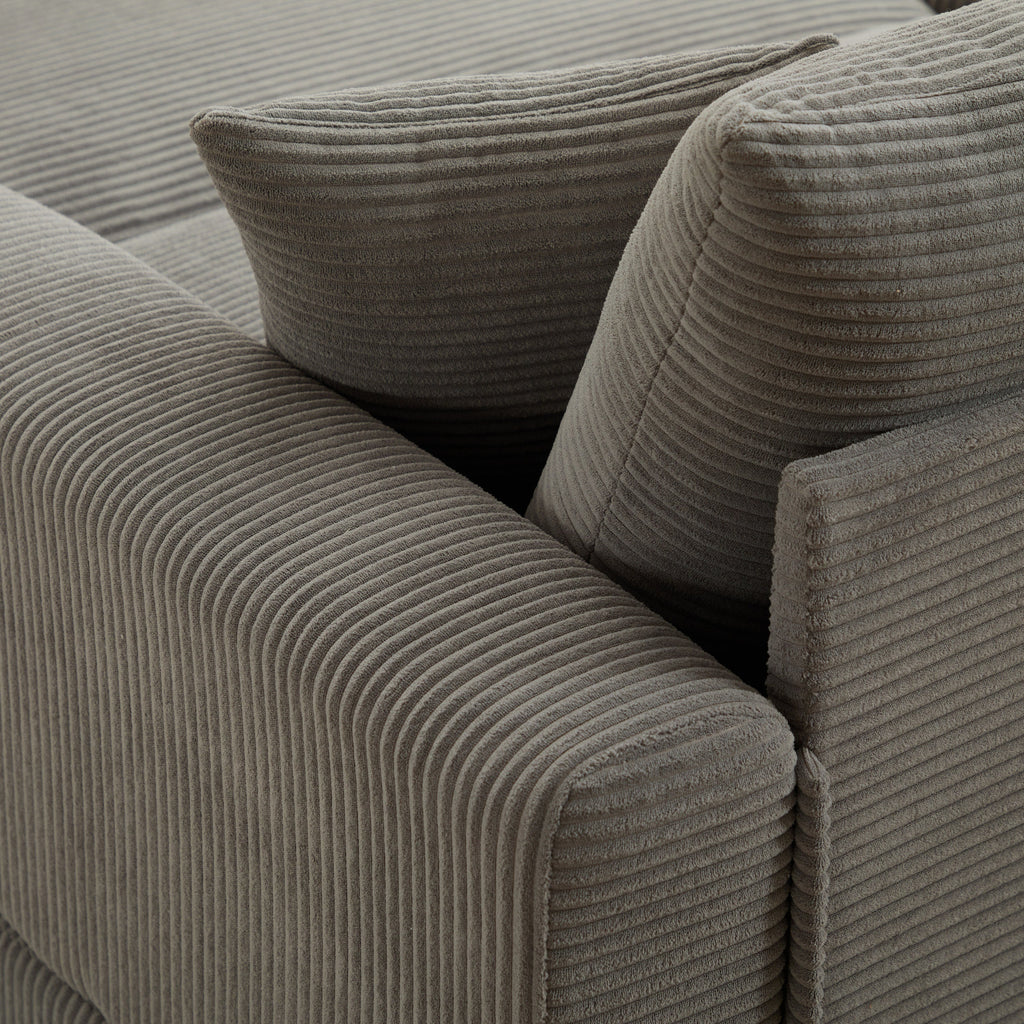 Modern Sectional Couch , 2 Pieces Corduroy Couch Cushion Covers , Soft Stretch Sofa Slipcovers with 2pcs Pillows
