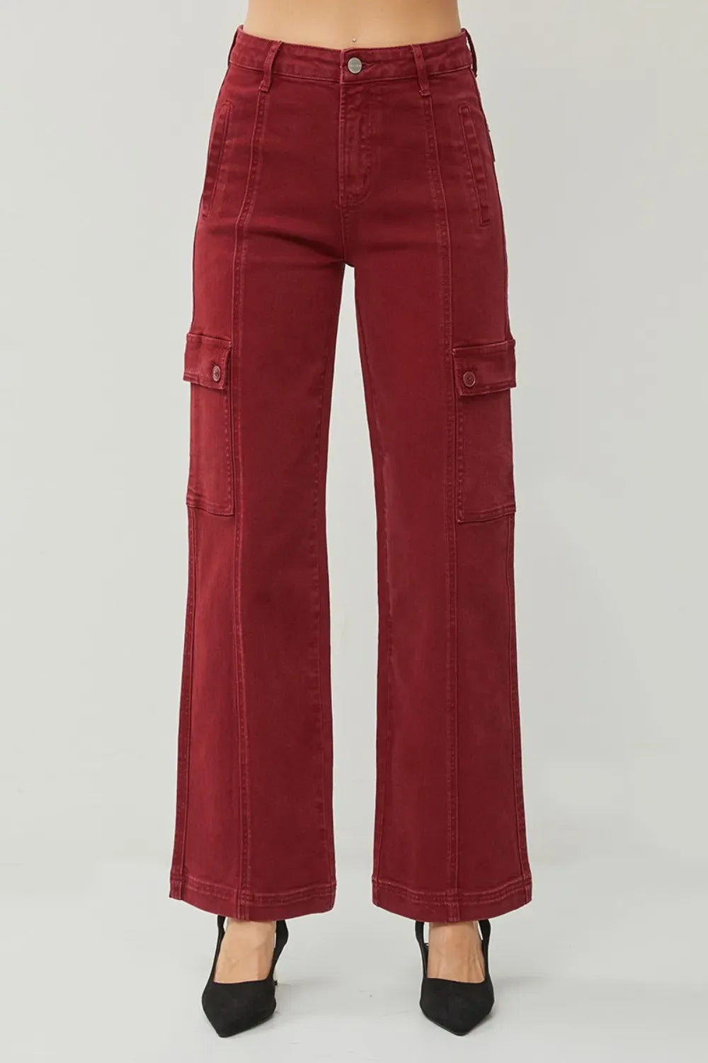 RISEN Full Size High Rise Wide Leg Cargo Jeans