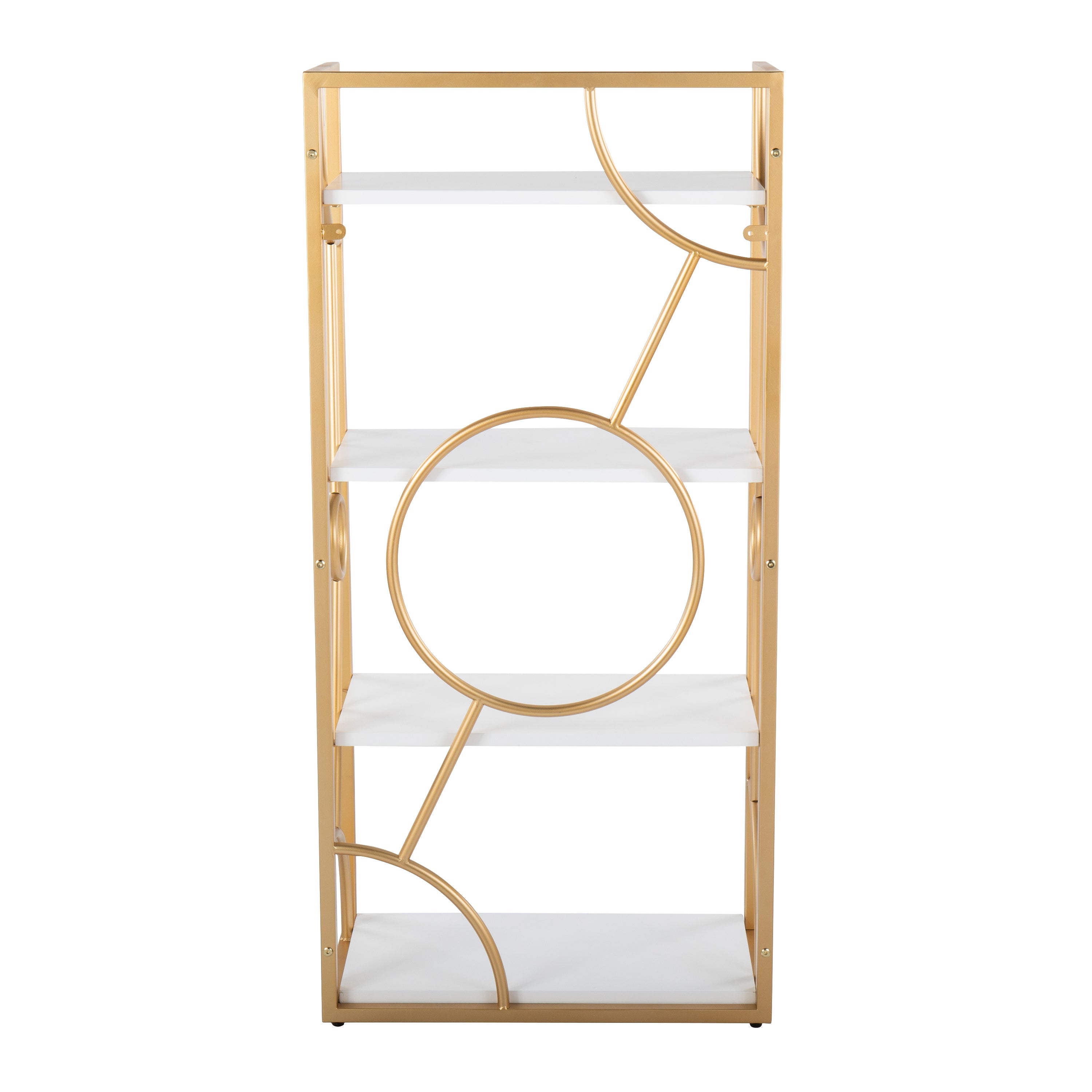 Constellation Contemporary Bookcase in Gold Metal and White Wood by LumiSource