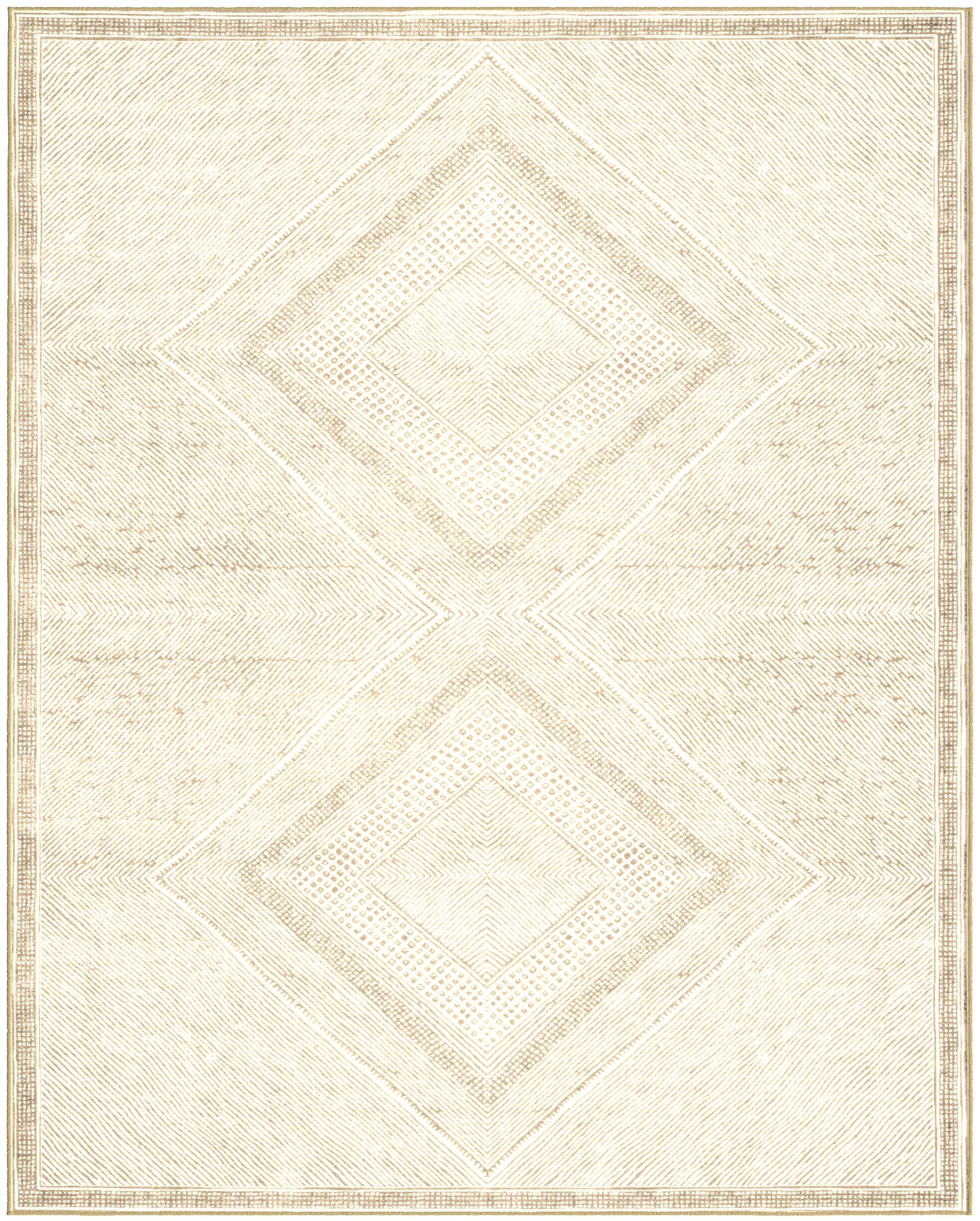 Benzara Beige and White Viscose Area Rug 8x10