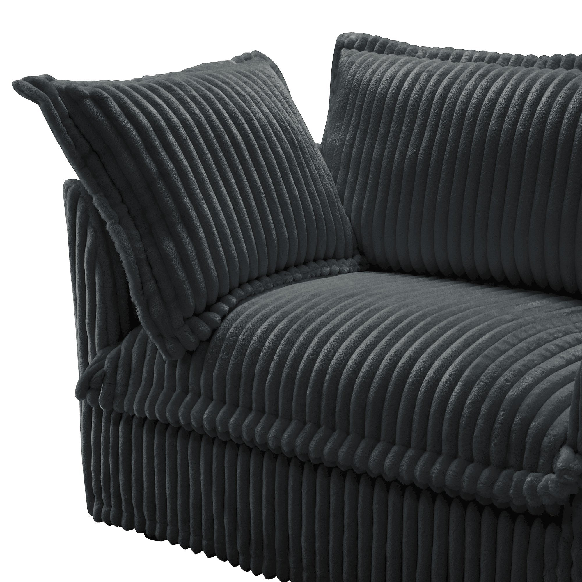 Slipcovered U Shape Sectional Deep Seat Sofa Couch, 3 Seater Sofa with French Edges Design Multiple Big Pillows, Modular Deep Seat Sectional Sofa Comfy Cloud Couch for Living Room, Apartment,Gray