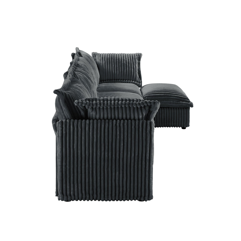 Slipcovered L Shape Sectional Long Sofa Couch, 4 Seater Sofa with Suppleness Armrests,Deep Seat Sofa with 2 Big Pillows, Comfy Couch for Living Room, Apartment, Gray
Corduroy Fabric