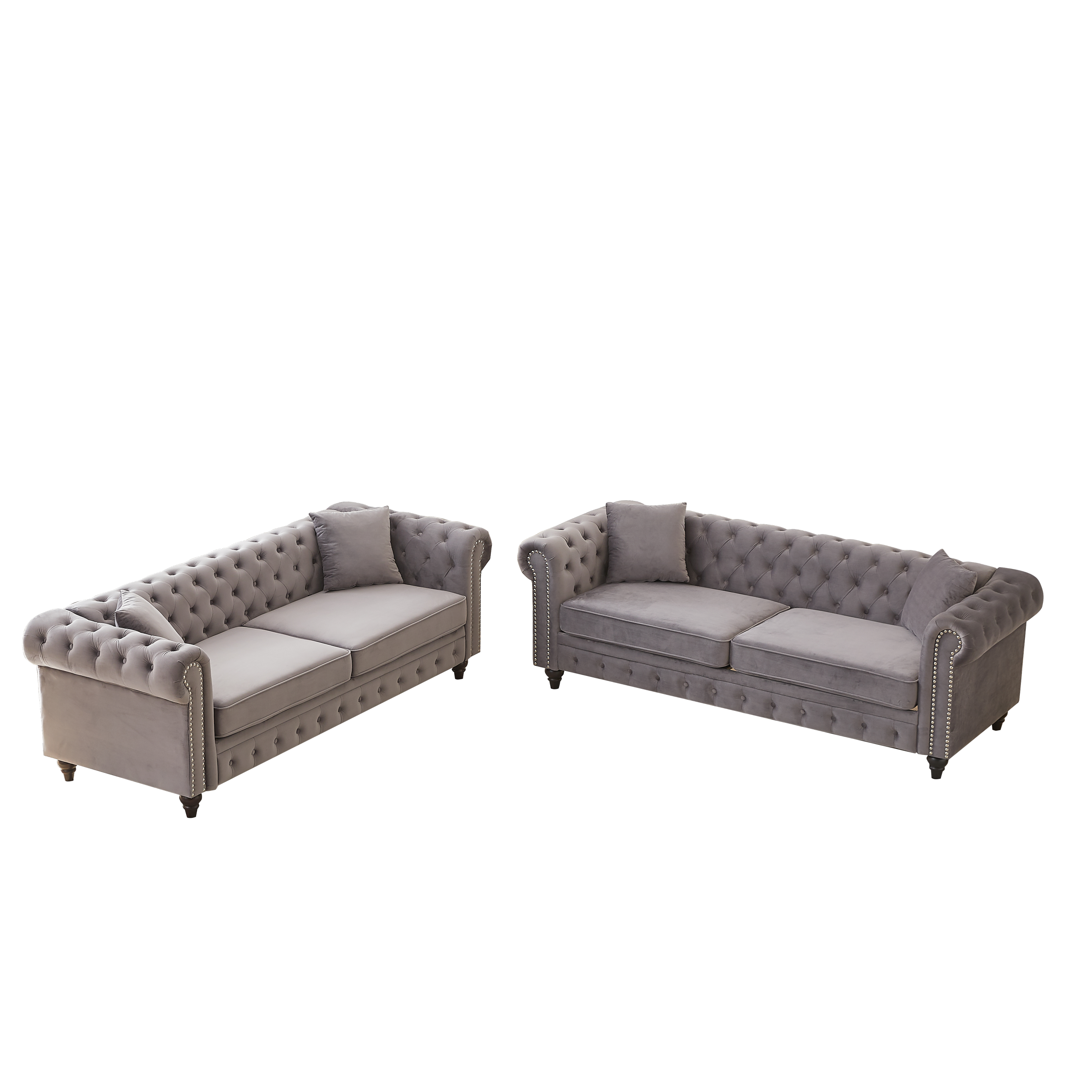 FX 3 Seats + 3 Seats Combo Sofa Modern living room sofa with solid wood frame and wooden feet, 4 cushions, apartment sofa furniture for living room, living room, office