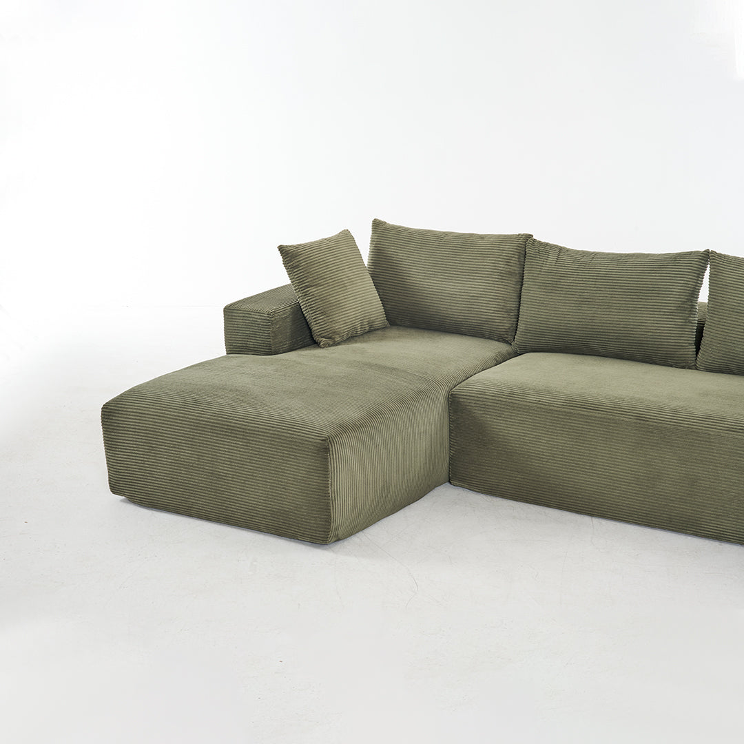 108*68 inch extra large deep modular sofa, cloud sofa 4-person sofa, can sit or lie down, living room corduroy modular sofa, no assembly required, green