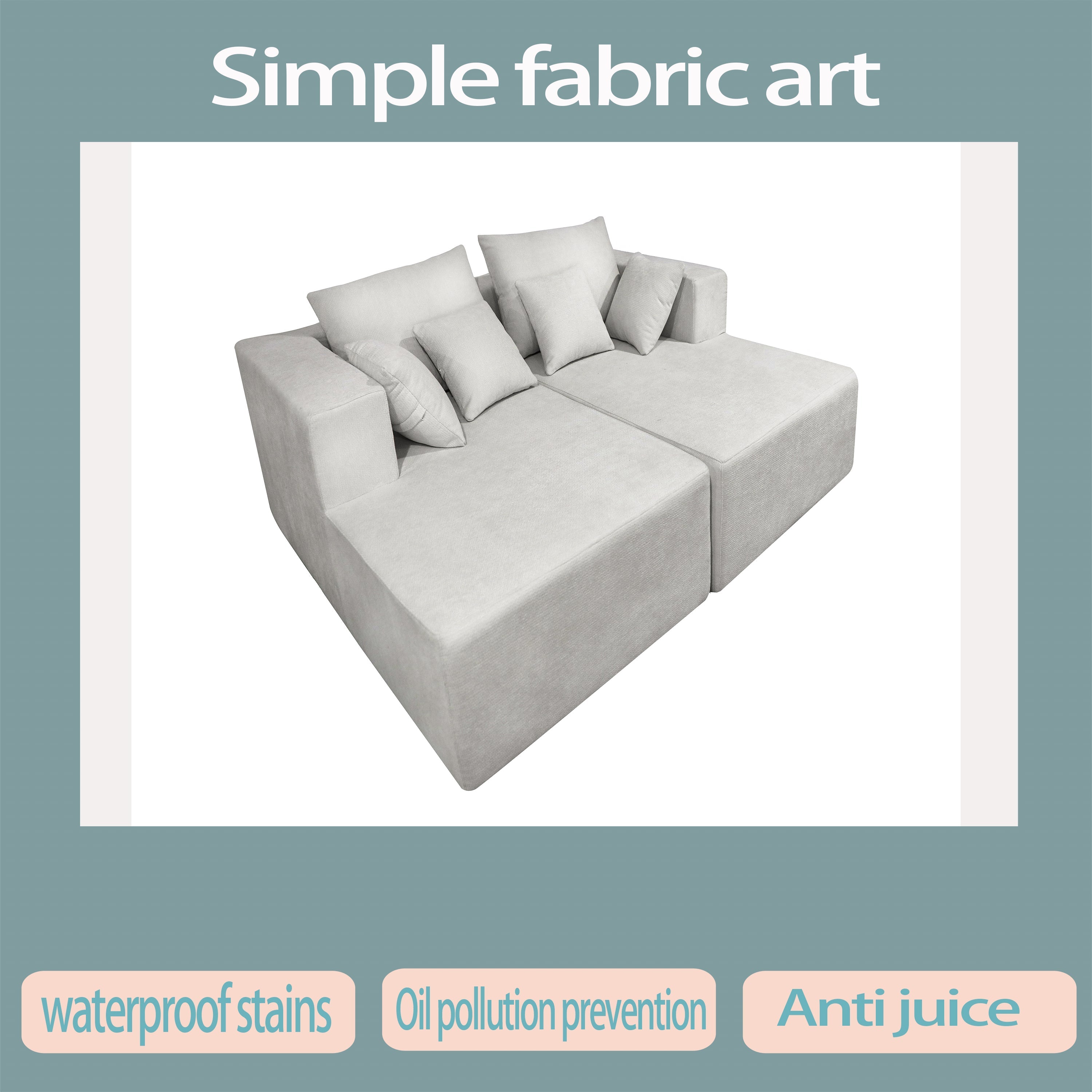 Four seater combination sofa, sofa bed, made of high-density sponge and soft linen fabric, with multiple combination methods (beige)