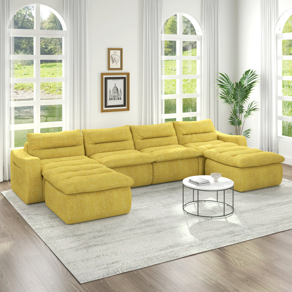 Compression combined sofa, modern lazy style combined sofa, comfortable beanbag sofa, can be combined at will, no need to assemble, suitable for living room-Yellow
