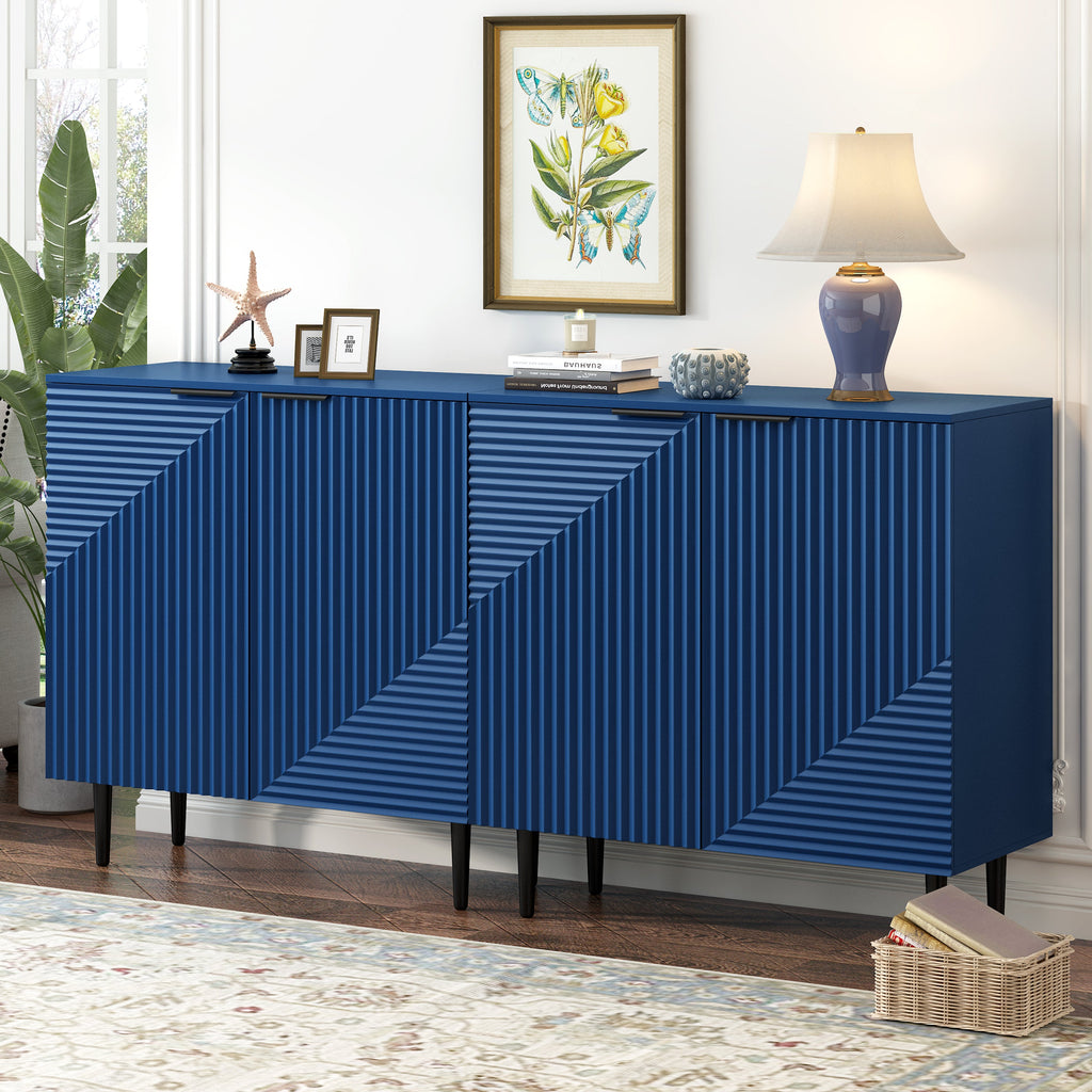 Mirod Set of 2 Modern Minimalist Side Cabinets,Versatile Storage Solution,Adjustable Shelves,Stylish Geometric Door Design,Perfect as TV Stand