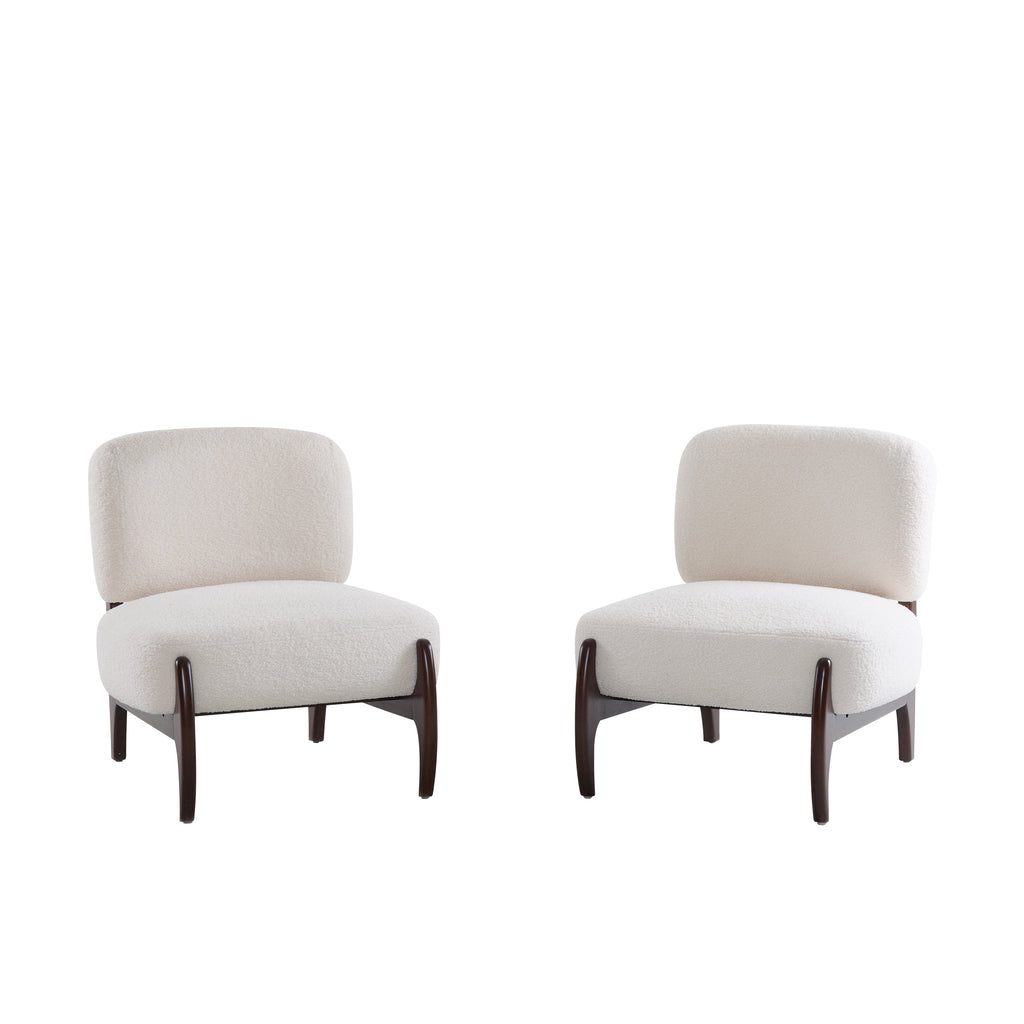 [Set of 2] 25.5' Modern Boucle Lounge Chair with Solid Wood Frame, Soft and Durable Boucle Upholstery, Perfect for Living Room, Bedroom, or Office