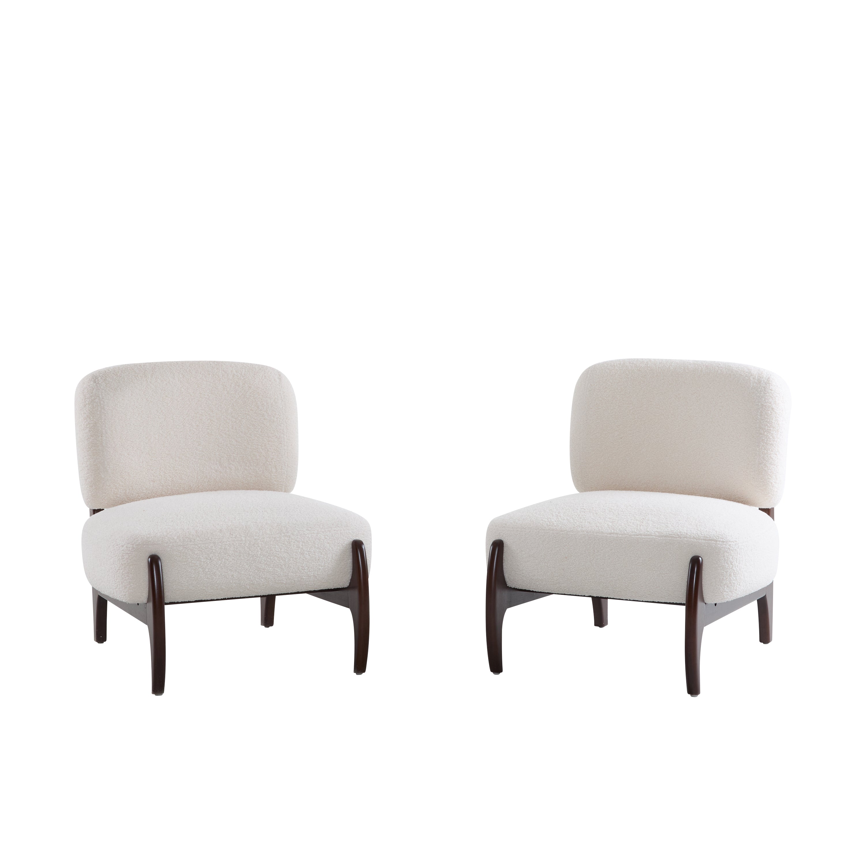 [Set of 2] 25.5' Modern Boucle Lounge Chair with Solid Wood Frame, Soft and Durable Boucle Upholstery, Perfect for Living Room, Bedroom, or Office