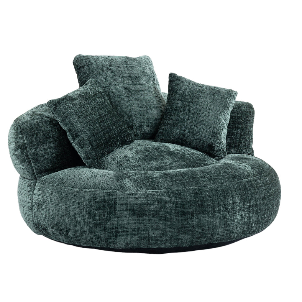 Emerald Chenille High Back Bean Bag Chair Couch with Three Pillows, Indoor & Outdoor, Single Gaming Sofa for Bedroom and Office
