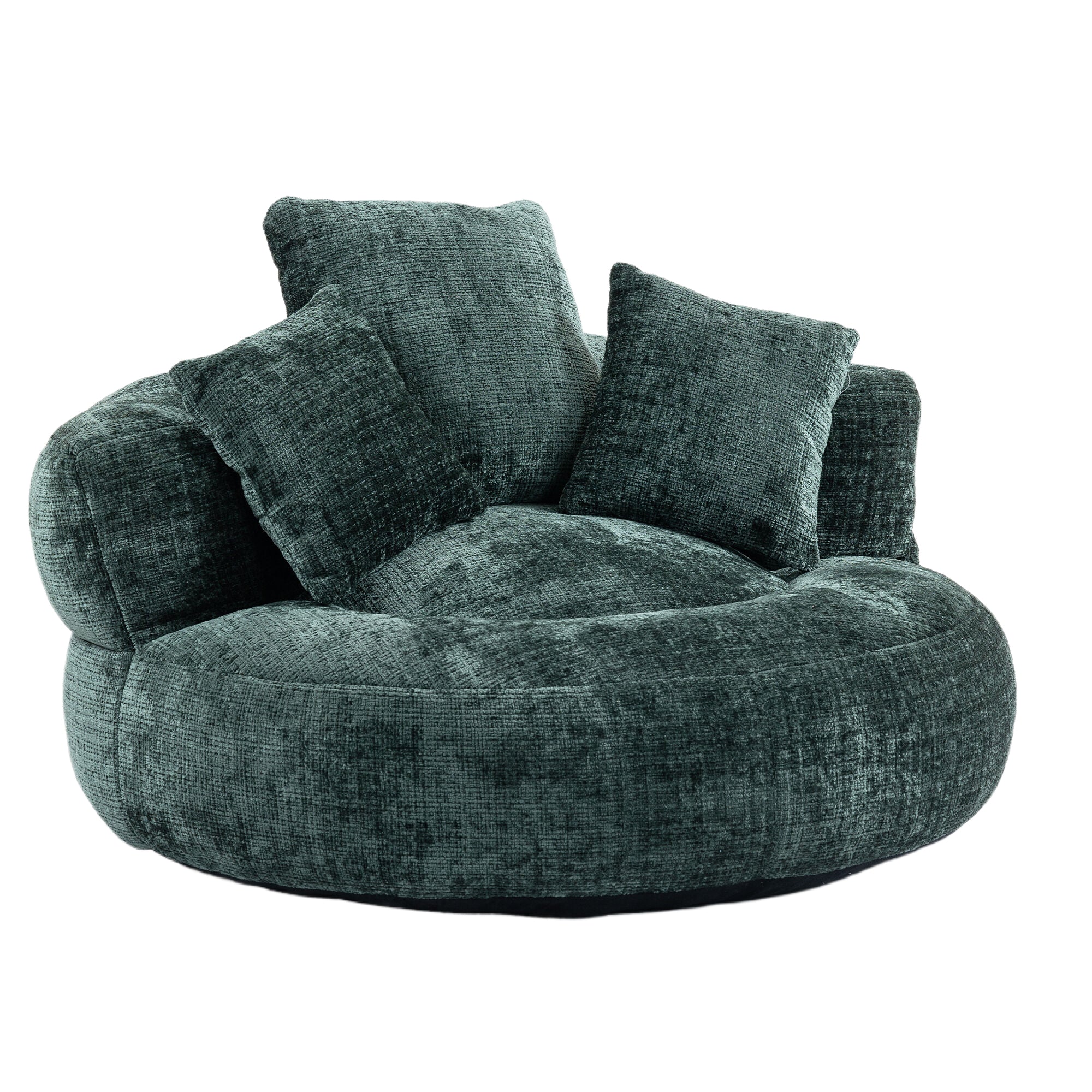 Emerald Chenille High Back Bean Bag Chair Couch with Three Pillows, Indoor & Outdoor, Single Gaming Sofa for Bedroom and Office