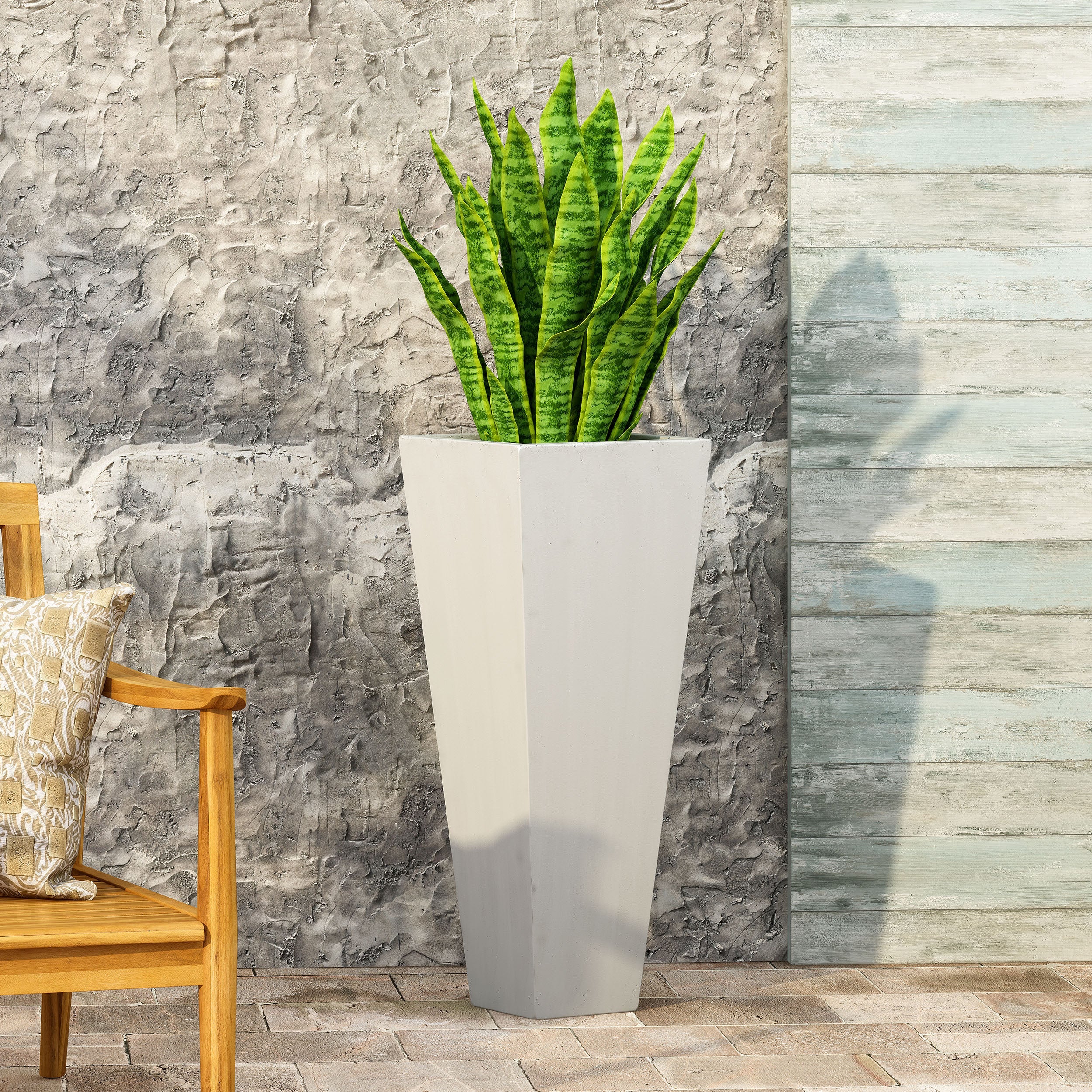 13' x 32.5' Cast Stone Planter Magnesium Oxide, Matte White