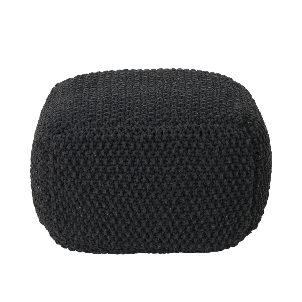 Hollis Knitted Cotton Pouf Cube 20 x 20 x 16 Pouf