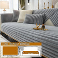 Luxurious Rabbit Fur Sofa Slipcover | Non-Slip Light Grey for dog use