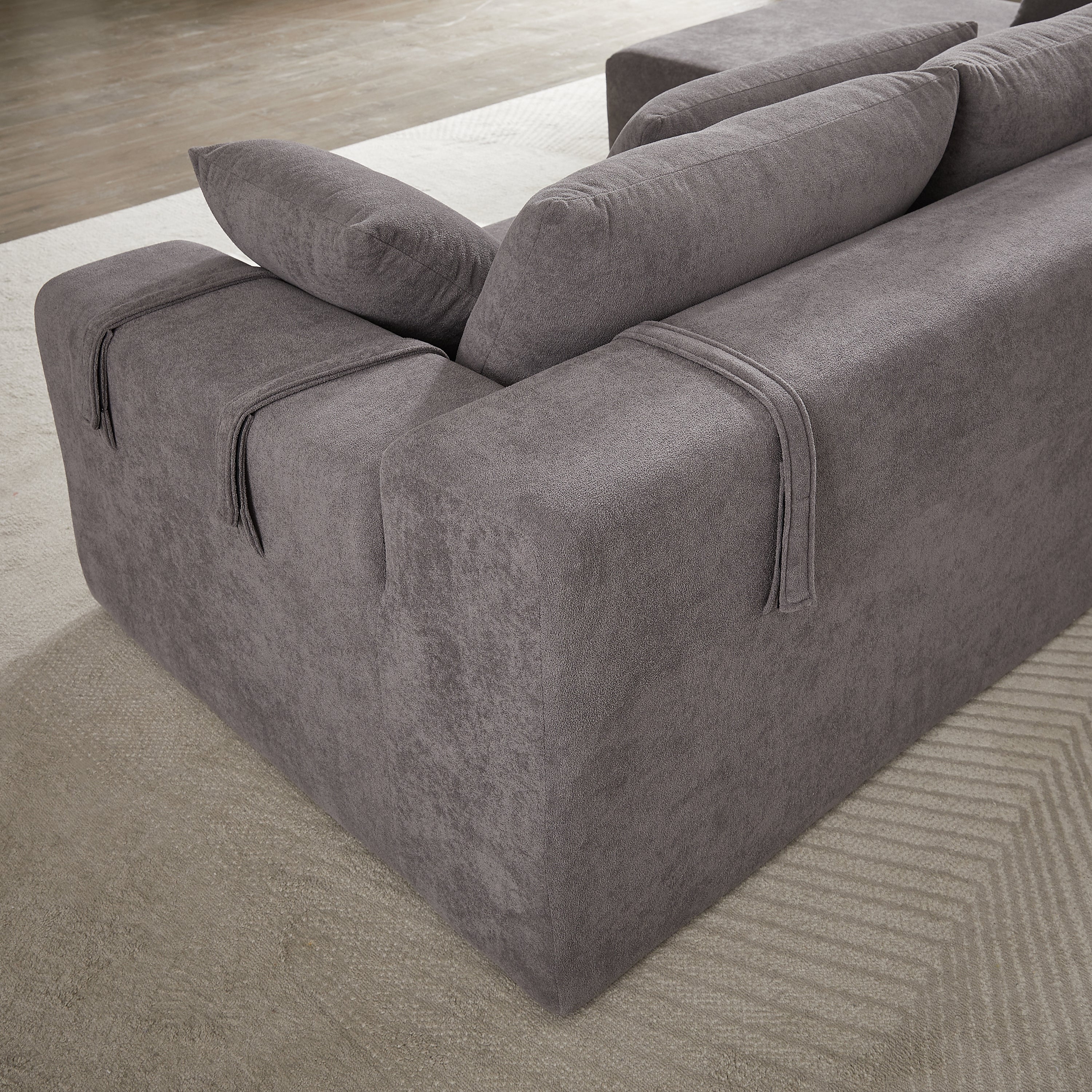 Modern Chenille Upholstered Sectional Sofa Couch Set,Modular 108' L Shaped Sectional Living Room Sofa Set With 6 Pillows,Free Combination Sofa Couch for Living Room,Bedroom(Left Chaise)