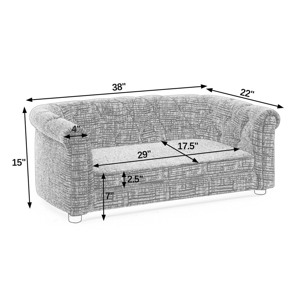 Pet sofa with arc-shaped backrest and armrests, contemporary rectangular pet sofa crafted from breathable linen  cozy soft cushion dog sofa --Dark grey