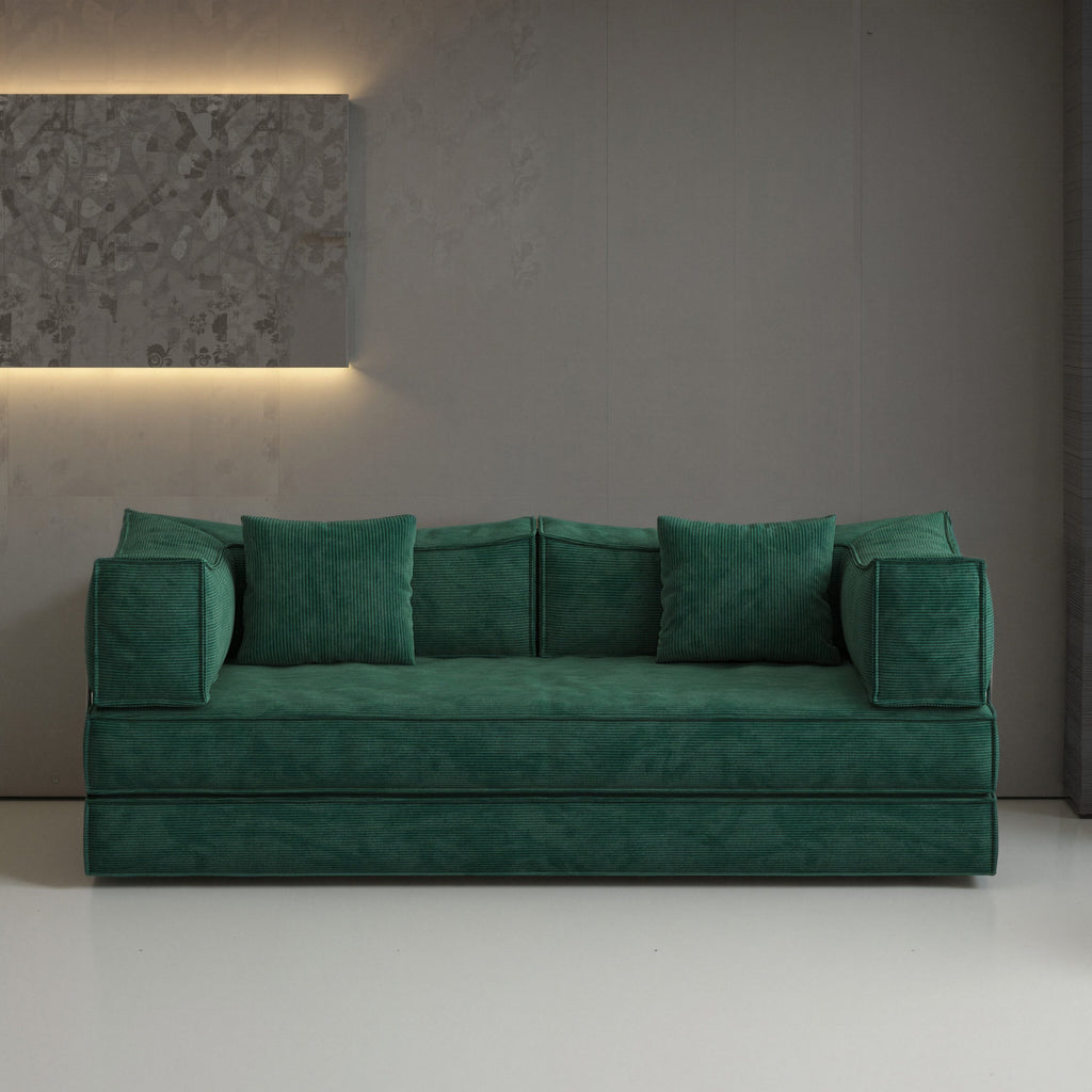 78.8 inch  Modular sofa, convertible pudding block sofa, floor-standing sofa bed with armrests and comfortable sofa bed, compression sofa for living room and bedroom -  (Green)