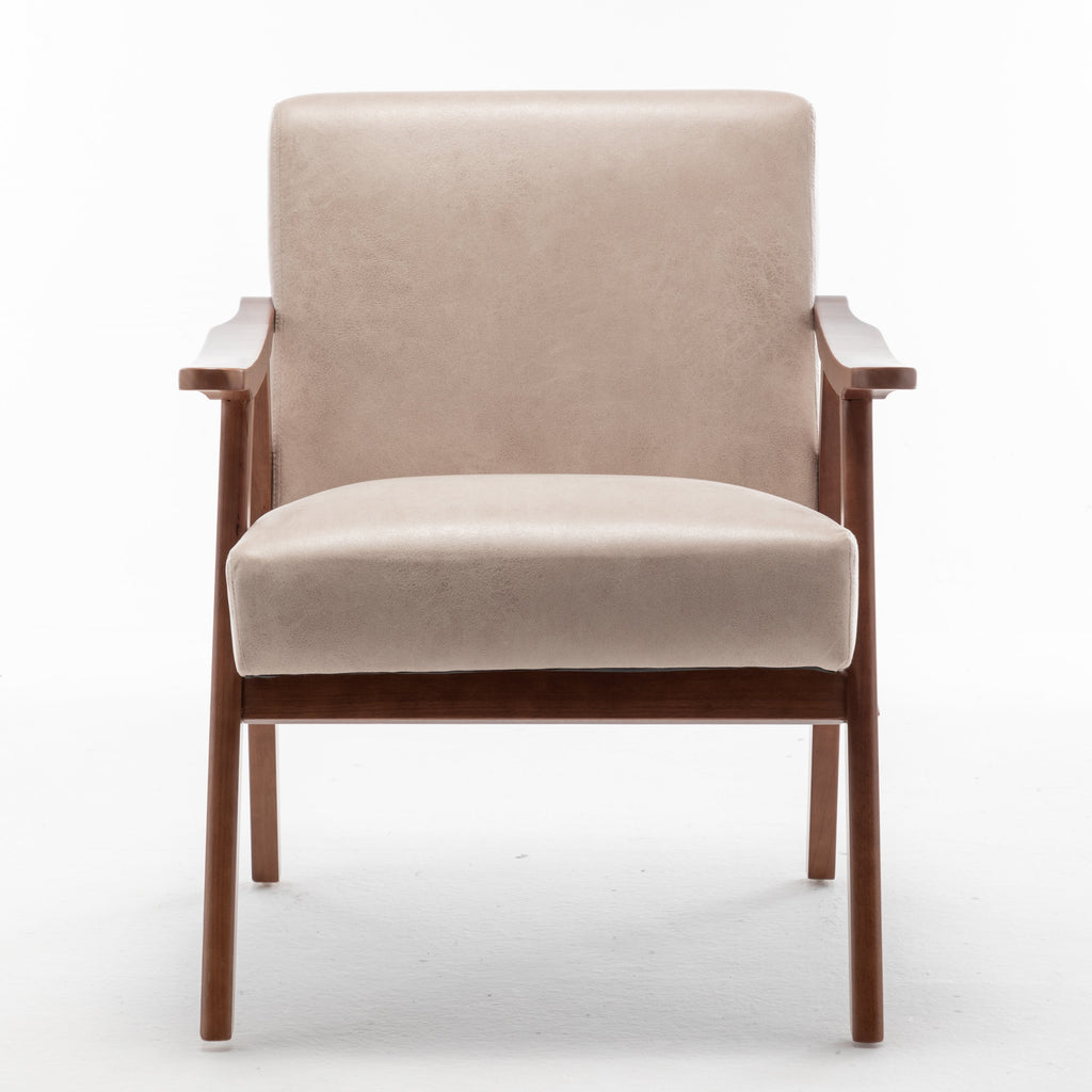 Mid-Century Modern Chair, Living Room Chair with Solid Wood Frame, Accent Chair Extra-Thick Backrest, Wingback Chair for Bedroom, Reading Room, Living Room, Lounge Chair Indoor