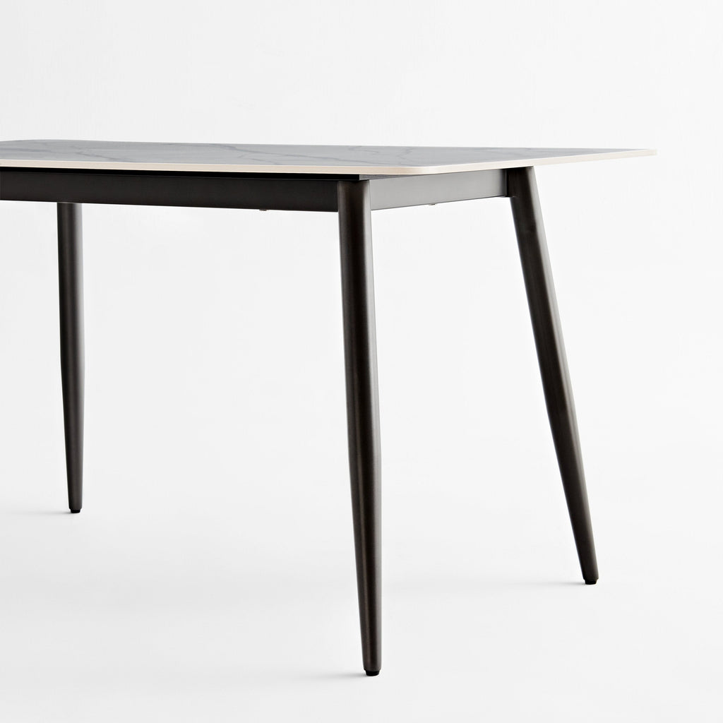 Large Rectangular Table with Strong Metal Base Modern Stone Dining Table For Kitchen 1.6m