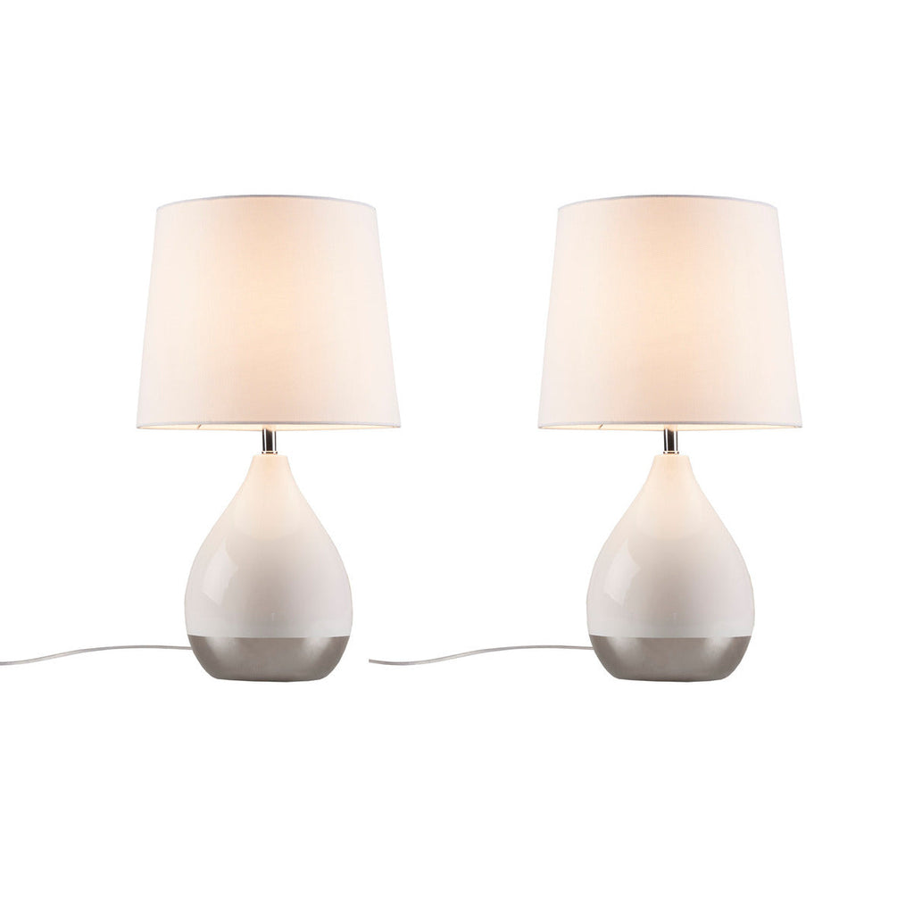 2-Tone Ceramic Table Lamp Set of 2 White/Silver See below