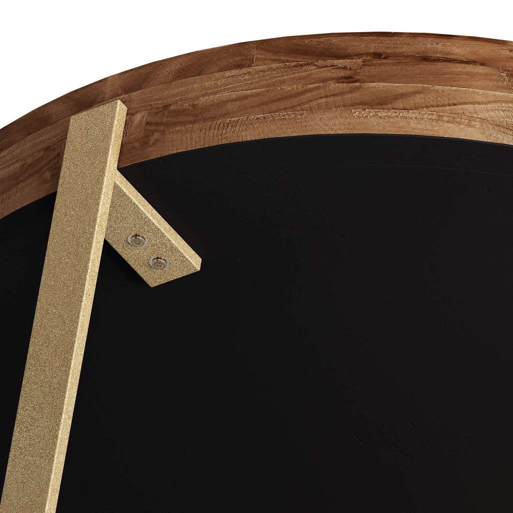 33.86"Modern Retro Splicing Round Coffee Table,Fir Wood Table Top with Gold Cross Legs Base(Same SKU:W757126236)