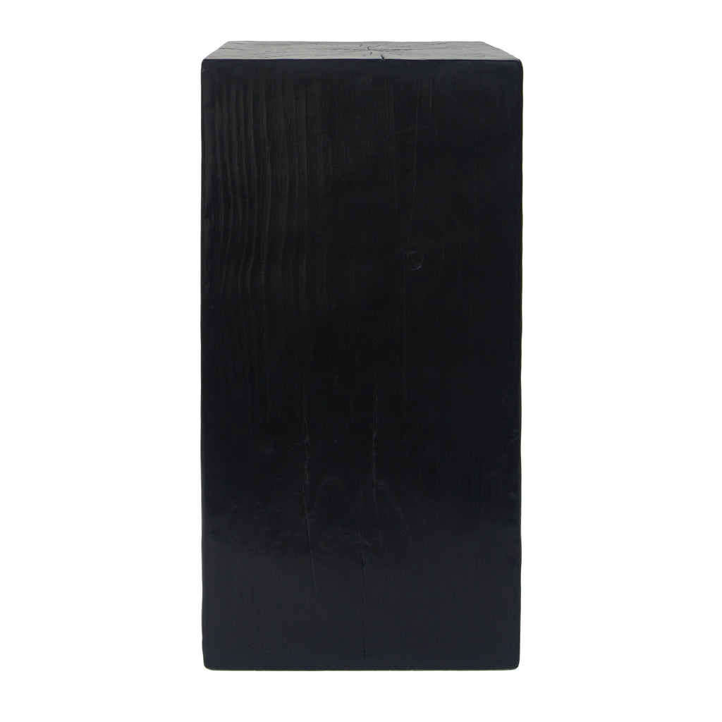 Wood-Look Square-Column MGO End Table,  H27.75',Wood-Like Distressed Finish, Mix with Different Heights, Indoor Outdoor Use,Black Color