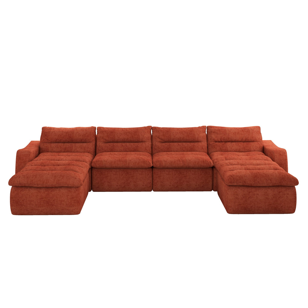 Lazy Floor Sofa,Modern armless and backless sofa chair,Comfy Accent Bean Bag Couch,suitable for living room bedroom office-Orange