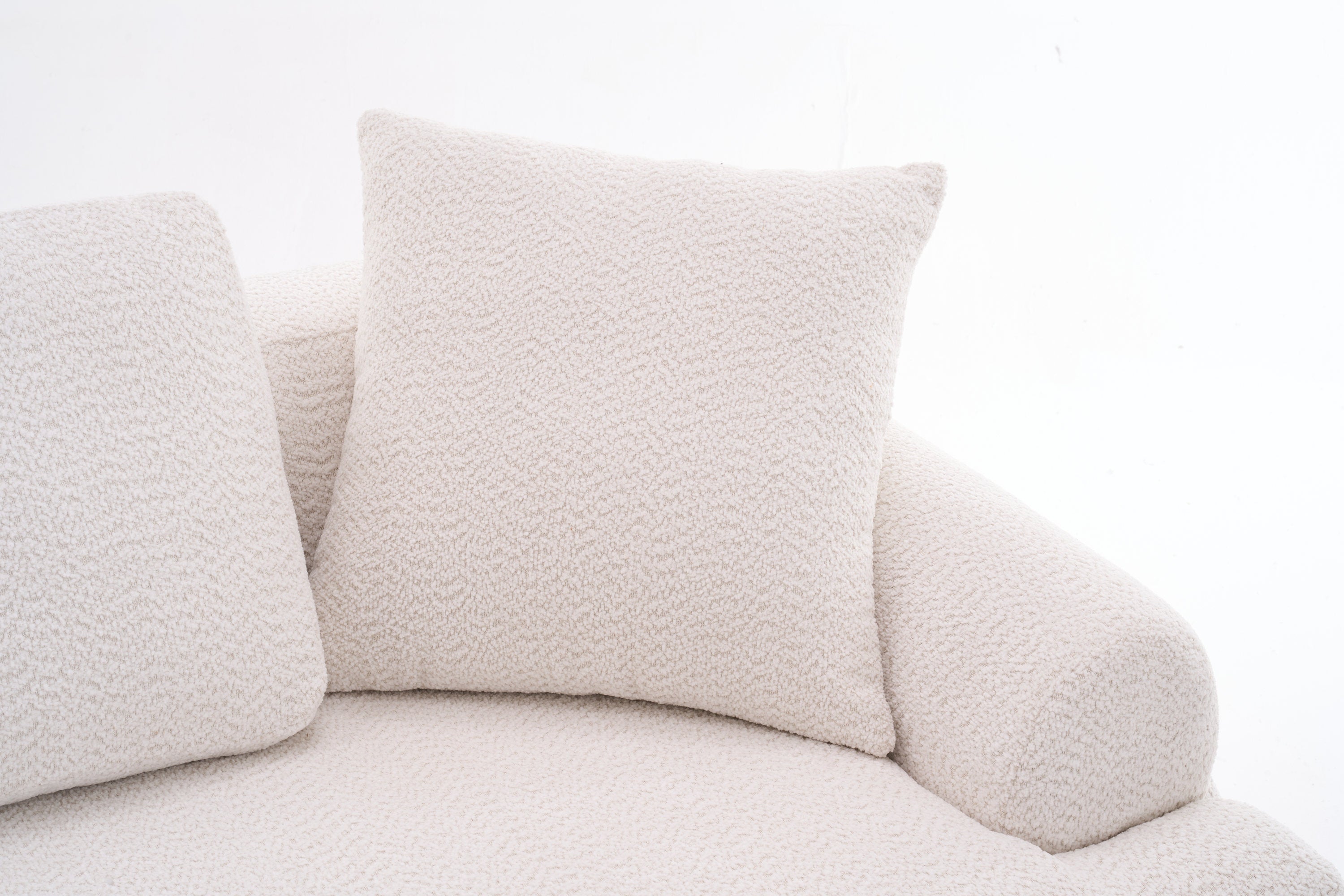 LY-024 BEIGE COMPRESSION SOFA: 4-seater combined sofa, Crochet Yarn Fabric, full sponge compression sofa,combined sofa with 4 pillows for home living/ Home Furniture/ Apartment