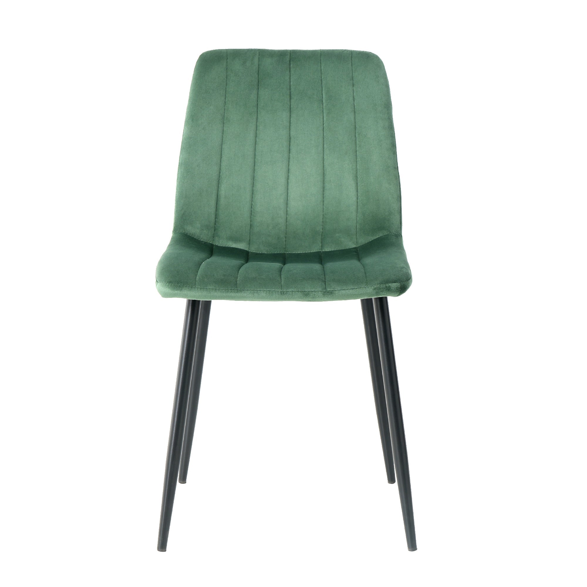 Indoor green velvet dining chair, modern kitchen dining chair with backrest, Black painted chair legs, Family Kitchen Dining Room and living room (set of 2)